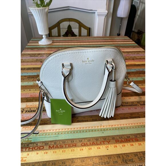 Kate Spade McCall Street Carli Tassel Satchel Crossbody Bag White Classic - Picture 2 of 16